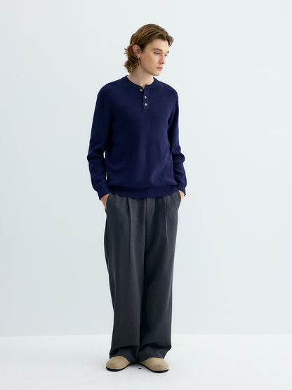 Ribbed Henley Sweater
