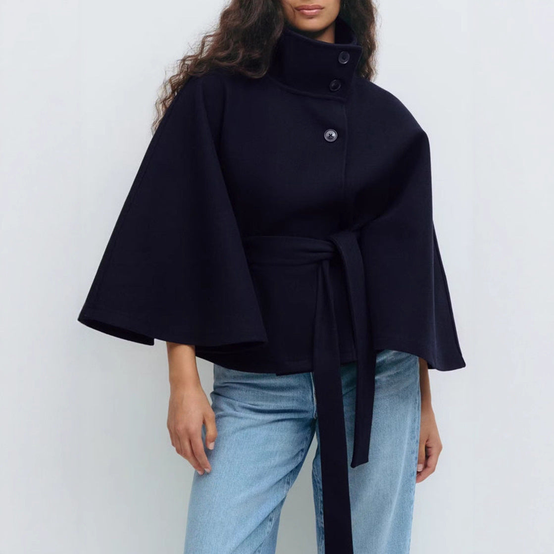 Stand Collar Belted Trench Coat