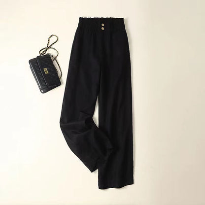 High-Waisted Linen Wide-Leg Trousers