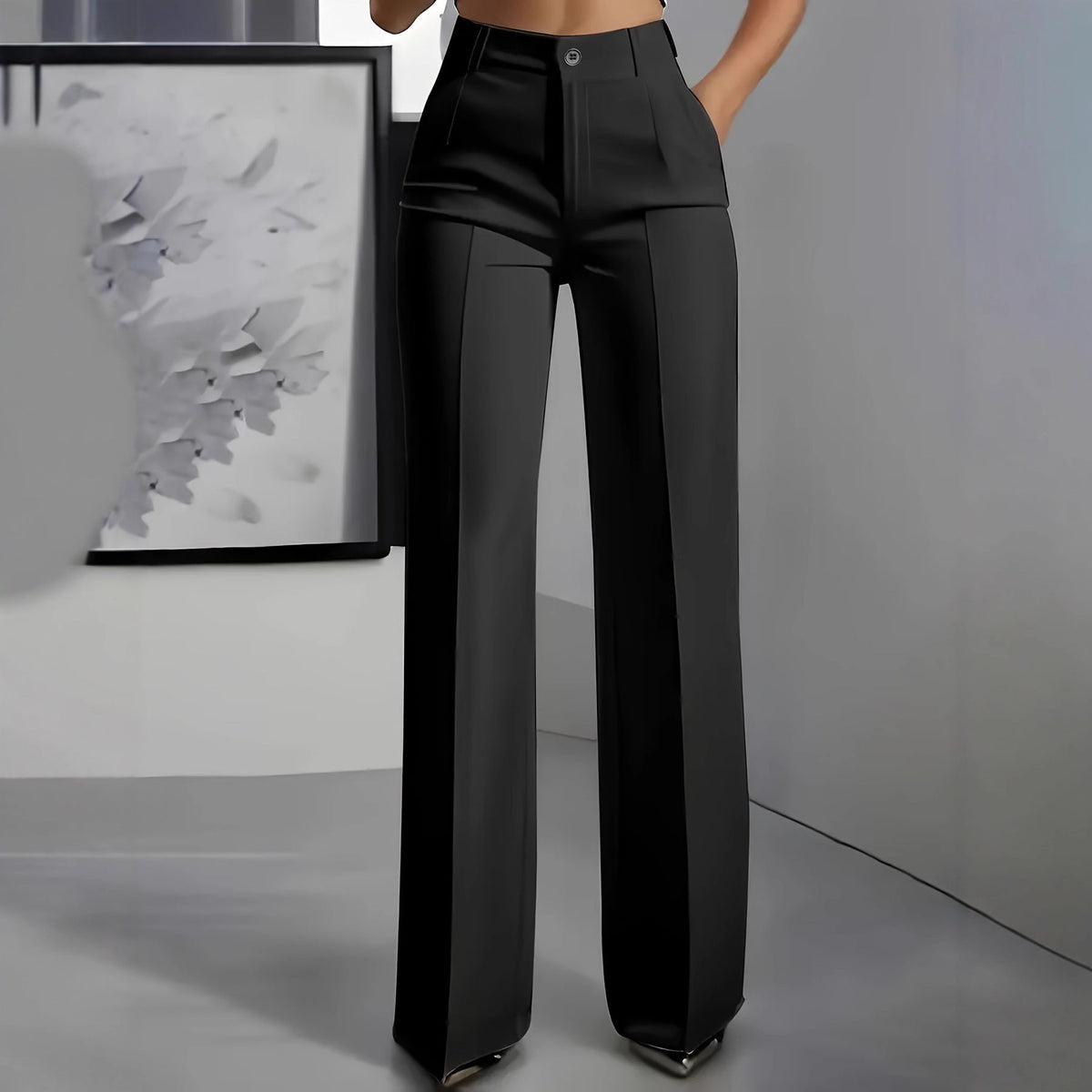 High-Waisted Straight-Leg Trousers