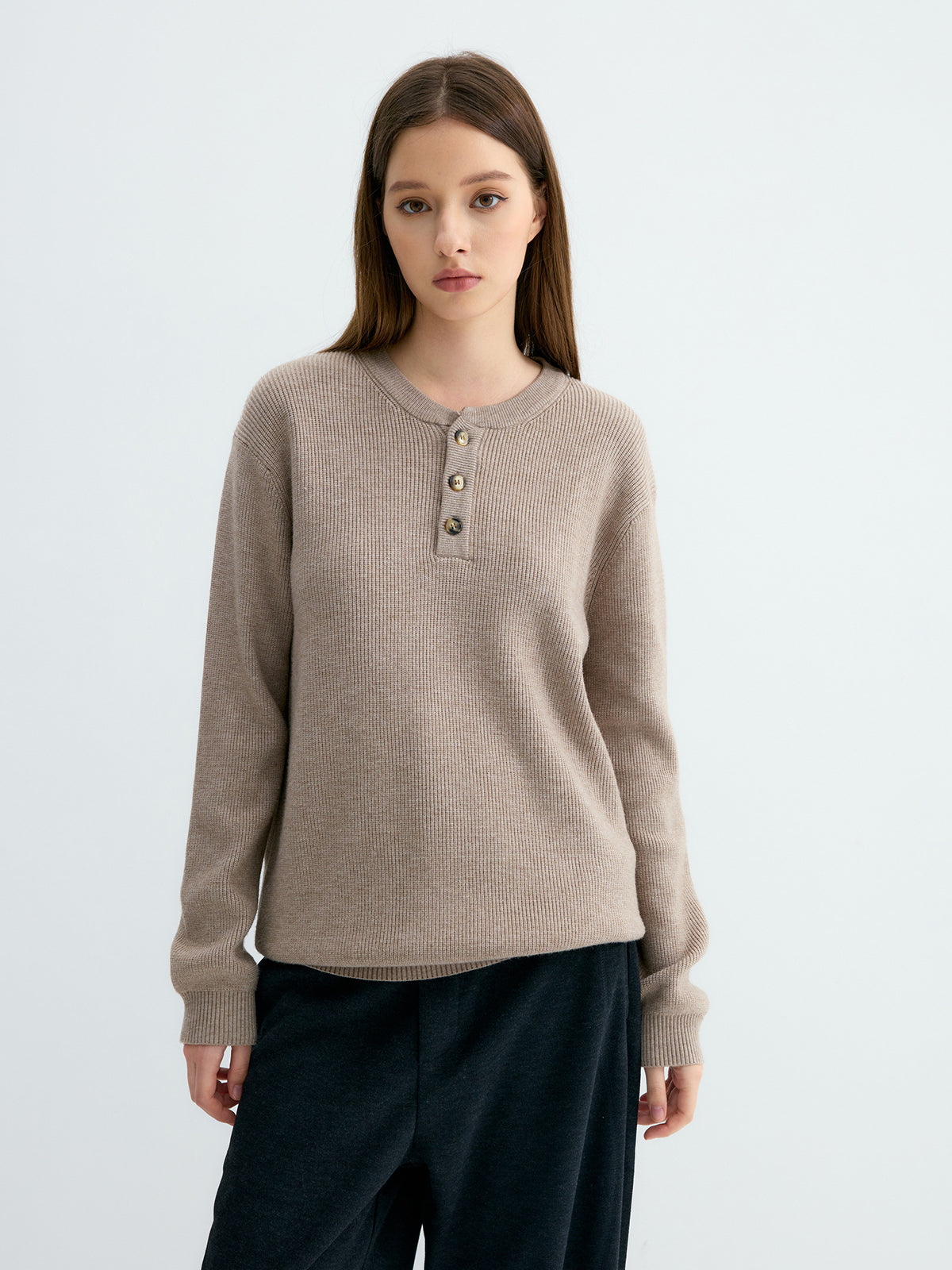Ribbed Henley Sweater