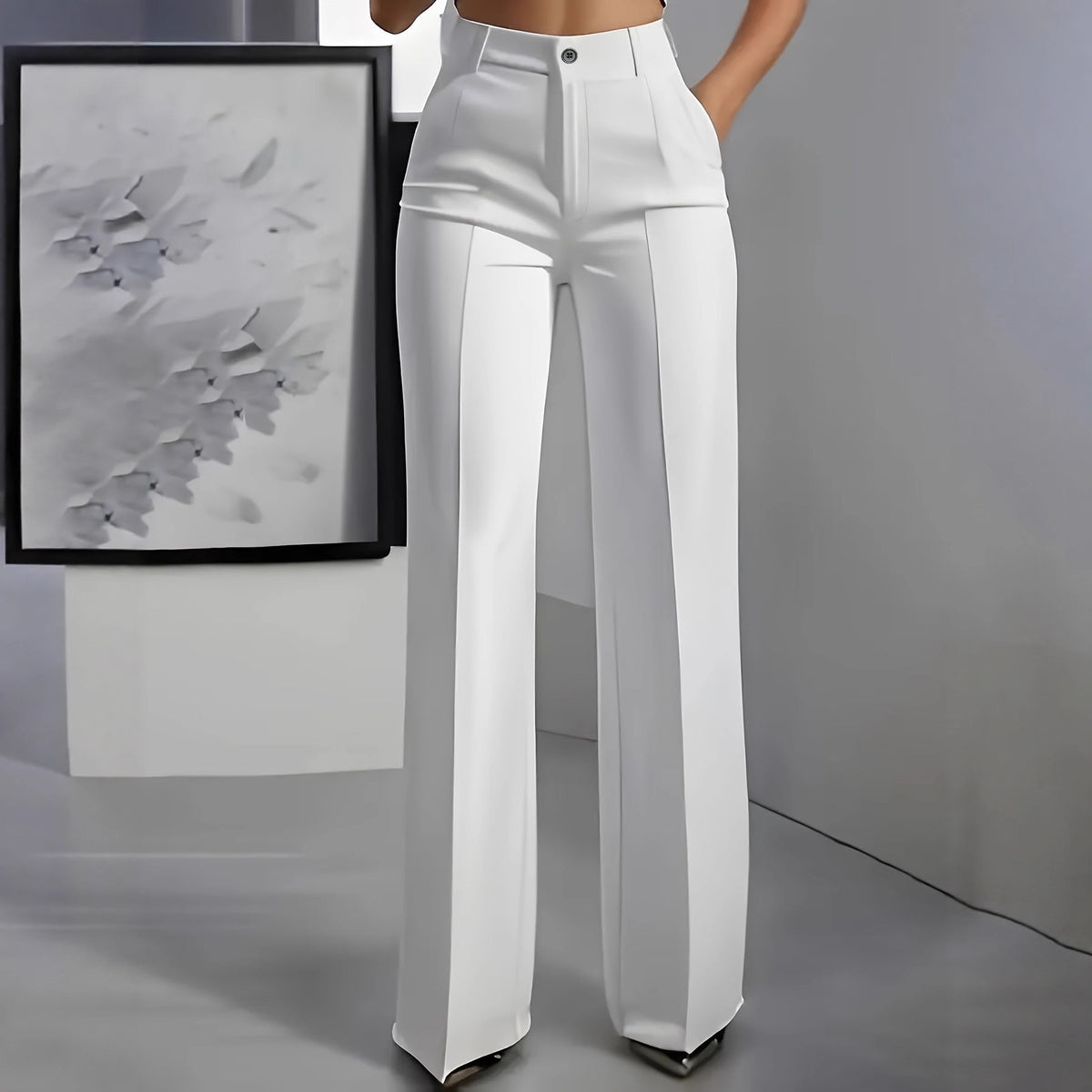 High-Waisted Straight-Leg Trousers
