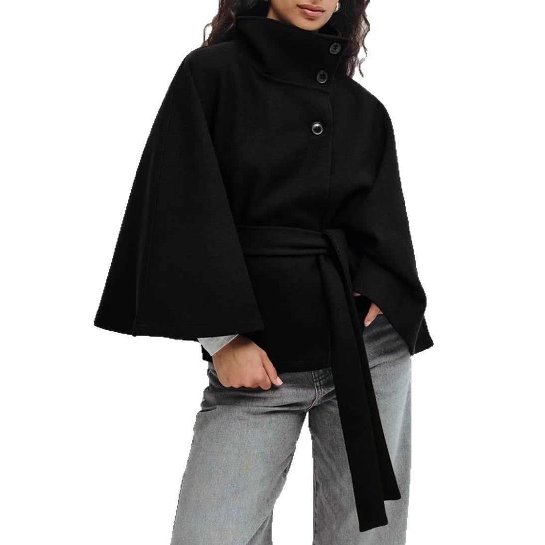 Stand Collar Belted Trench Coat