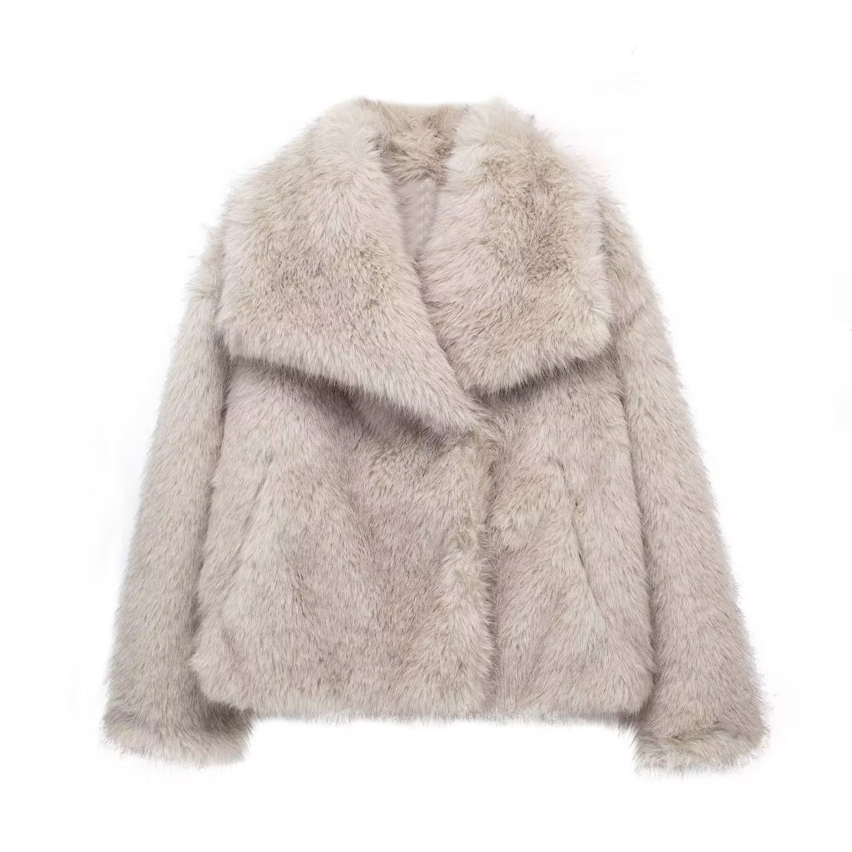 Faux Fur Square-Collar Coat