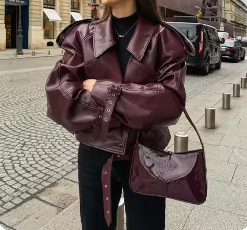 Street bomber jacket with a turned-down collar