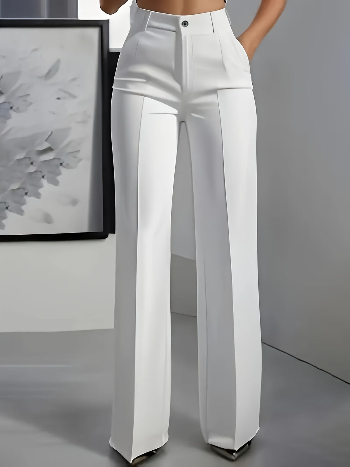 High-Waisted Straight-Leg Trousers