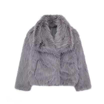 Faux Fur Square-Collar Coat