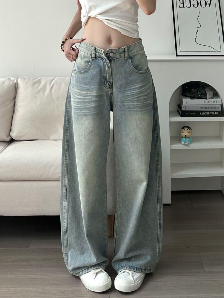Embroidered High-Waisted Wide-Leg Jeans