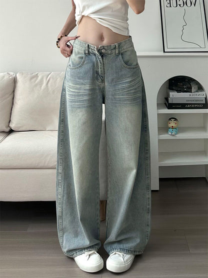Embroidered High-Waisted Wide-Leg Jeans