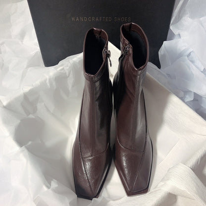 Square-Toe Leather Boots
