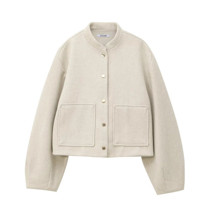 Cropped Bomber Jacket with Pockets