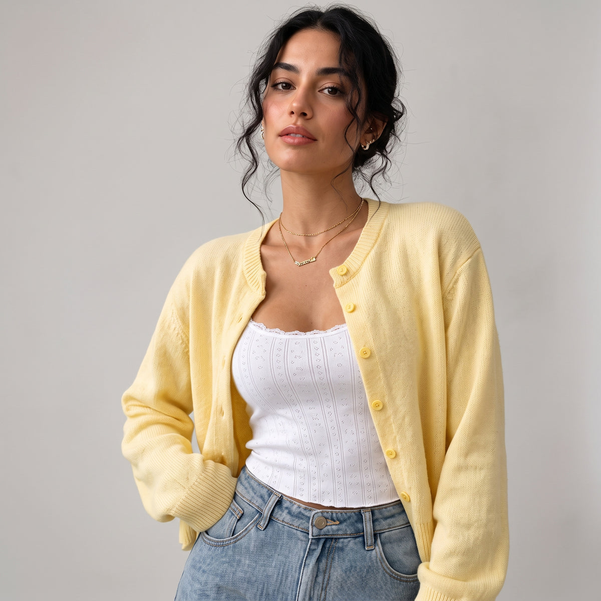 Button-Front Knit Top