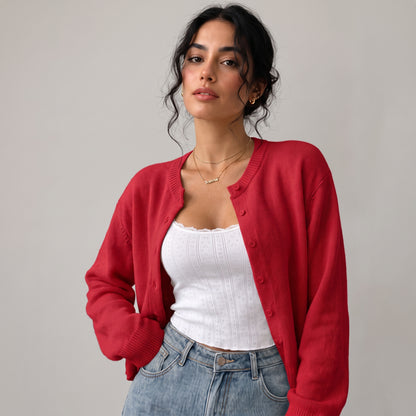 Button-Front Knit Top