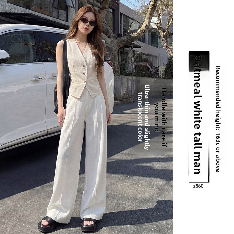 Linen-Blend Wide-Leg Trousers